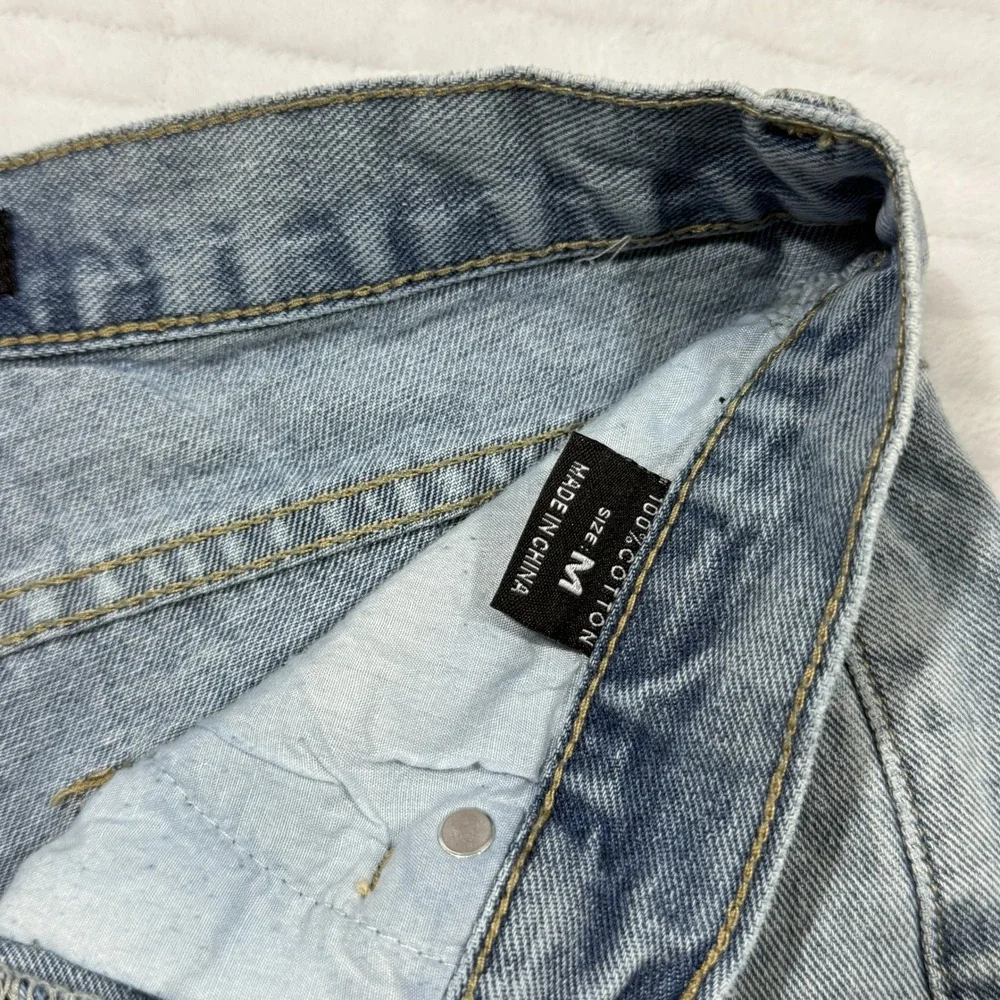 Eyeshock Womens Distressed Denim Shorts Light Wash Blue High Waisted Size M - Picture 8 of 9